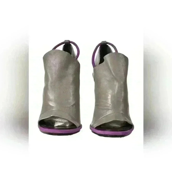BALENCIAGA Grey Purple Leather Colourblock Slingback  Pump Heels 39EU 9US Italy - Picture 3 of 6